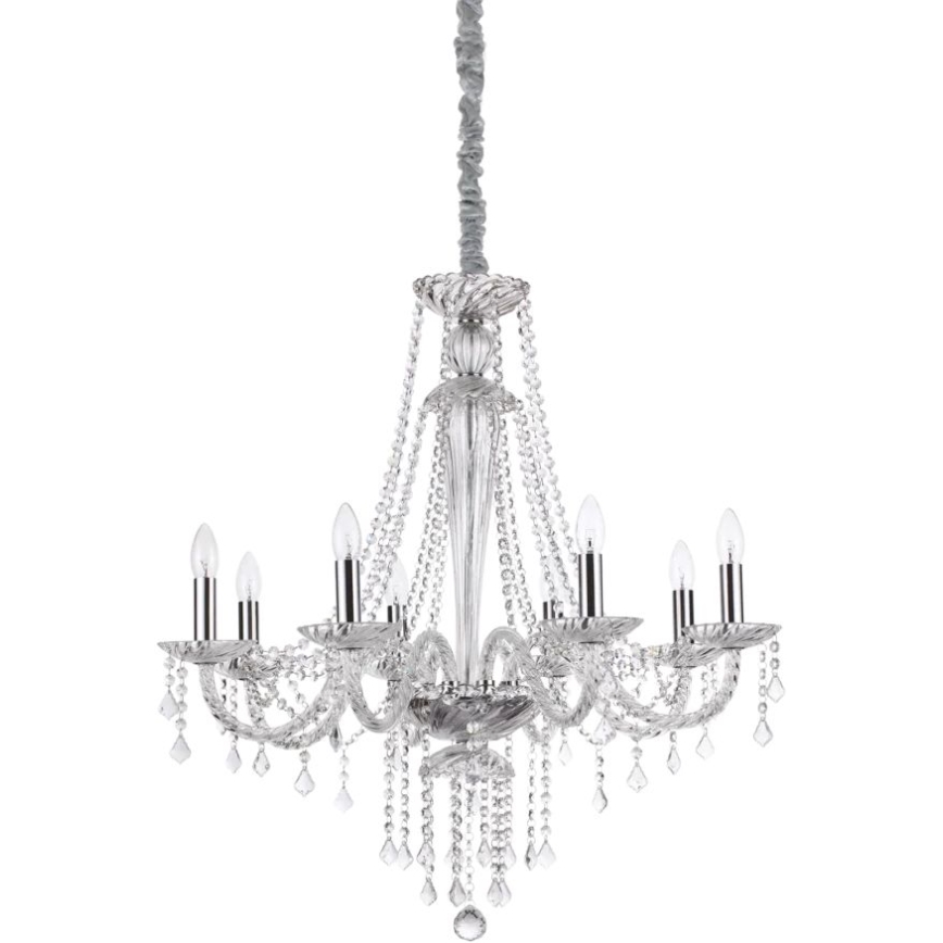 Ideal Lux - Lampadario di cristallo a sospensione con catena AMADEUS 8xE14/40W/230V diametro 80 cm limpido