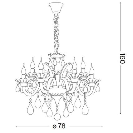 Ideal Lux - Lampadario di cristallo a sospensione con catena COLOSSAL 8xE14/40W/230V diametro 78 cm cromo lucido