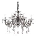 Ideal Lux - Lampadario di cristallo a sospensione con catena COLOSSAL 8xE14/40W/230V diametro 78 cm grigio/cromo lucido