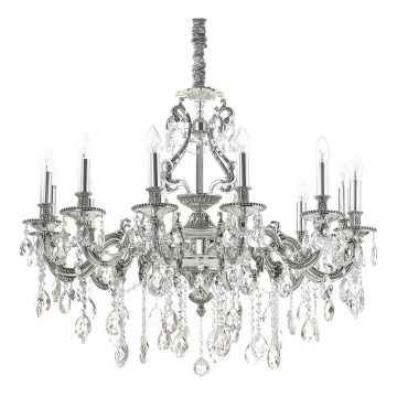 Ideal Lux - Lampadario di cristallo a sospensione con catena GIOCONDA 12xE14/40W/230V diametro 90 cm argento