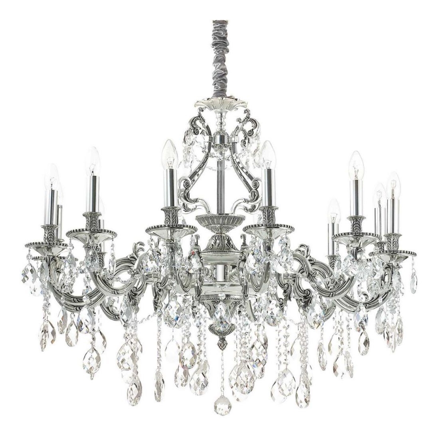 Ideal Lux - Lampadario di cristallo a sospensione con catena GIOCONDA 12xE14/40W/230V diametro 90 cm argento