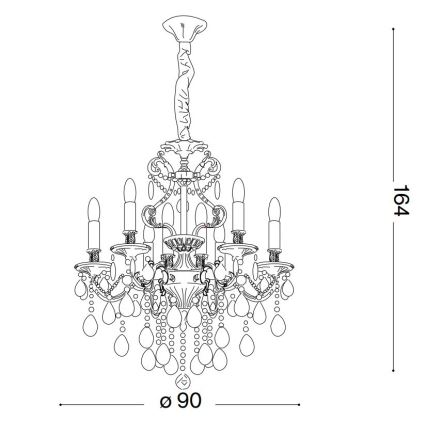 Ideal Lux - Lampadario di cristallo a sospensione con catena GIOCONDA 12xE14/40W/230V diametro 90 cm argento