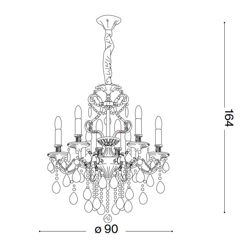 Ideal Lux - Lampadario di cristallo a sospensione con catena GIOCONDA 12xE14/40W/230V diametro 90 cm argento