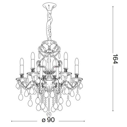 Ideal Lux - Lampadario di cristallo a sospensione con catena GIOCONDA 12xE14/40W/230V diametro 90 cm oro