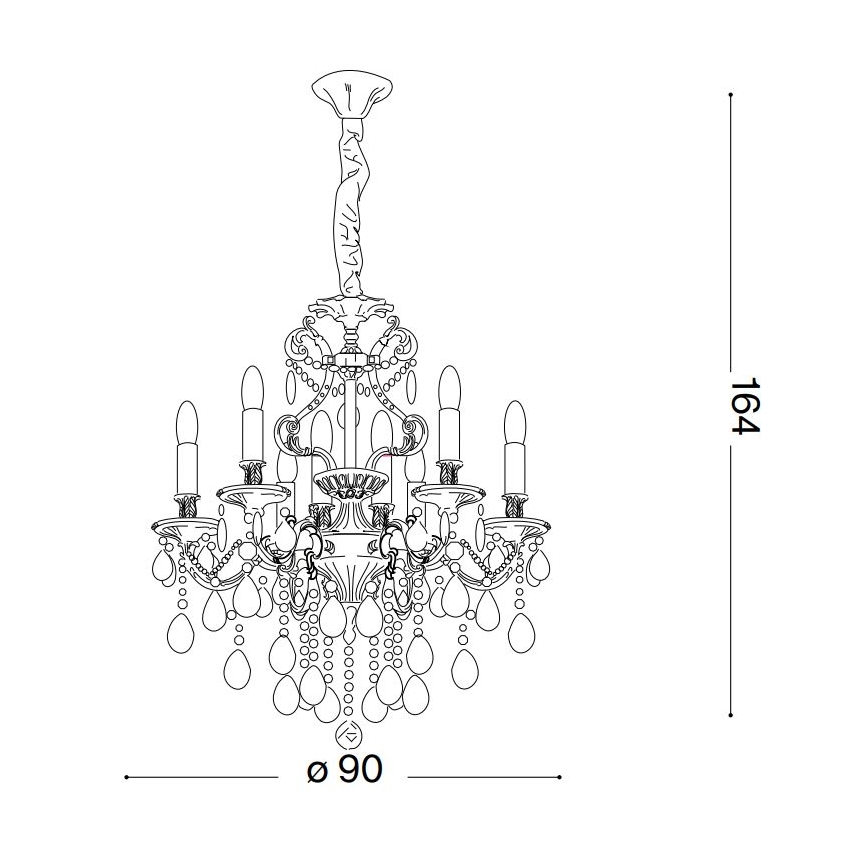 Ideal Lux - Lampadario di cristallo a sospensione con catena GIOCONDA 12xE14/40W/230V diametro 90 cm oro