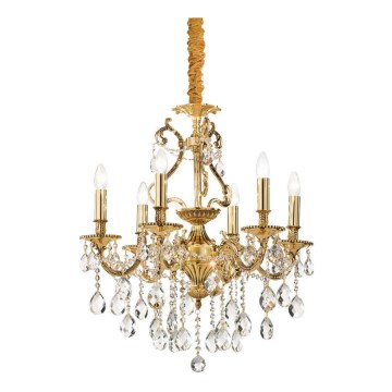 Ideal Lux - Lampadario di cristallo a sospensione con catena GIOCONDA 6xE14/40W/230V diametro 62 cm oro