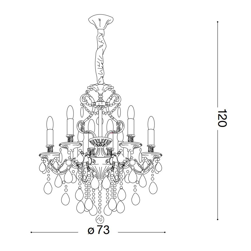 Ideal Lux - Lampadario di cristallo a sospensione con catena GIOCONDA 8xE14/40W/230V diametro 73 cm oro