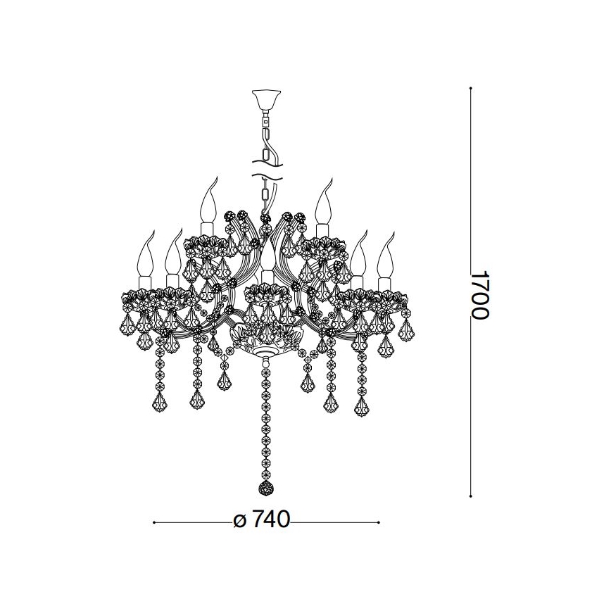 Ideal Lux - Lampadario di cristallo a sospensione con catena NAPOLEON 12xE14/40W/230V diametro 74 cm cromo lucido