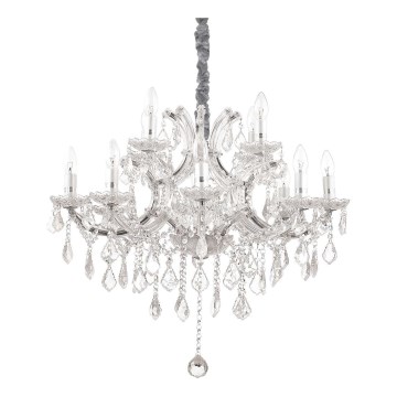 Ideal Lux - Lampadario di cristallo a sospensione con catena NAPOLEON 12xE14/40W/230V diametro 74 cm cromo lucido