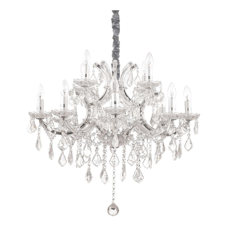 Ideal Lux - Lampadario di cristallo a sospensione con catena NAPOLEON 12xE14/40W/230V diametro 74 cm cromo lucido