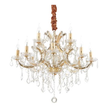 Ideal Lux - Lampadario di cristallo a sospensione con catena NAPOLEON 12xE14/40W/230V diametro 74 cm oro