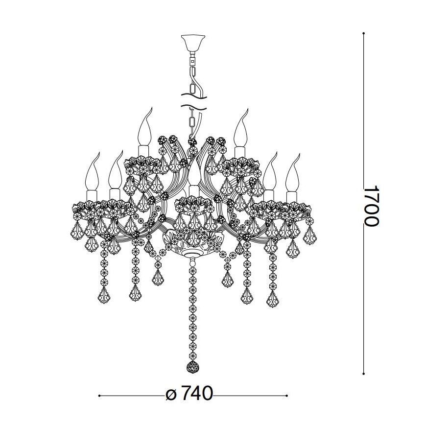 Ideal Lux - Lampadario di cristallo a sospensione con catena NAPOLEON 12xE14/40W/230V diametro 74 cm oro