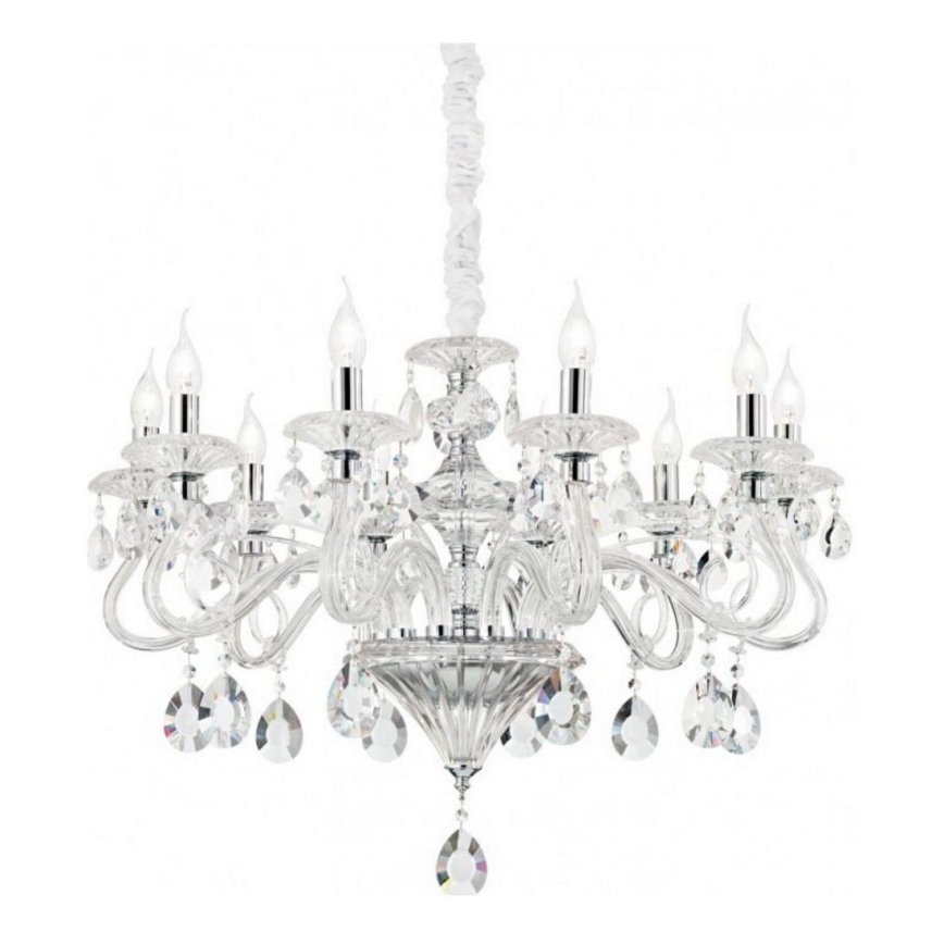Ideal Lux - Lampadario di cristallo a sospensione con catena NEGRESCO 8xE14/28W/230V diametro 73,5 cm limpido
