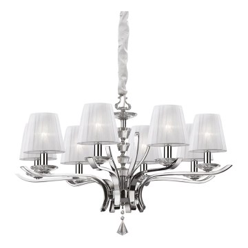 Ideal Lux - Lampadario di cristallo a sospensione con catena PEGASO 8xE14/28W/230V diametro 76 cm cromo lucido