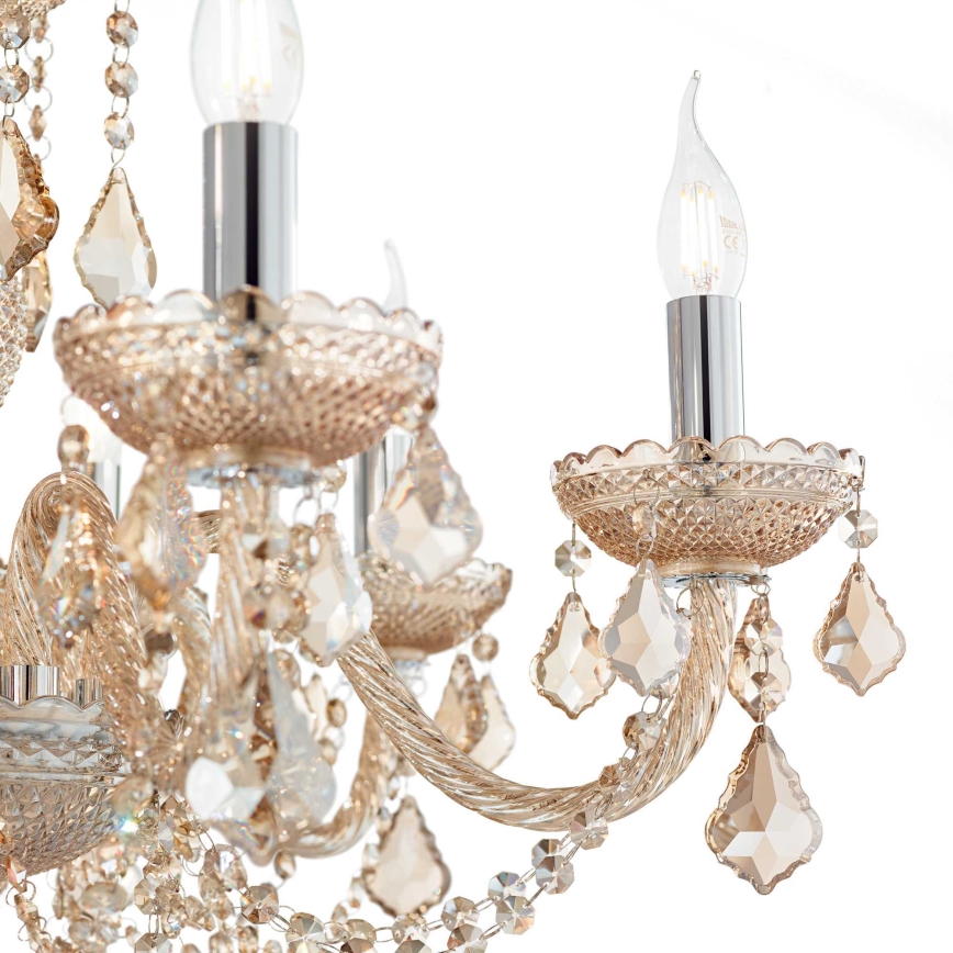 Ideal Lux - Lampadario di cristallo a sospensione con catena ROSE 8xE14/40W/230V diametro 78 cm beige