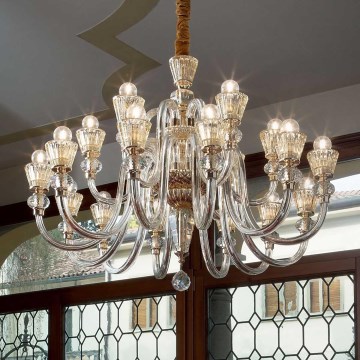 Ideal Lux - Lampadario di cristallo a sospensione con catena STRAUSS 18xE14/40W/230V diametro 85 cm ottone