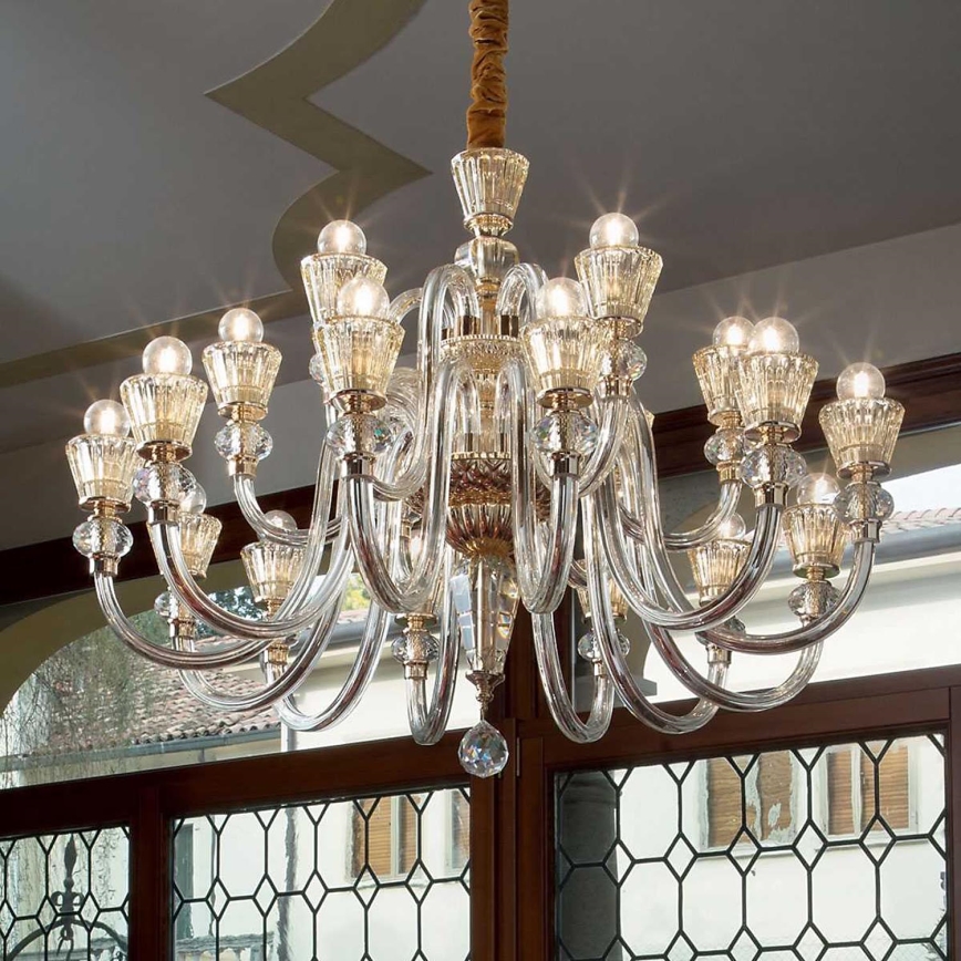 Ideal Lux - Lampadario di cristallo a sospensione con catena STRAUSS 18xE14/40W/230V diametro 85 cm ottone