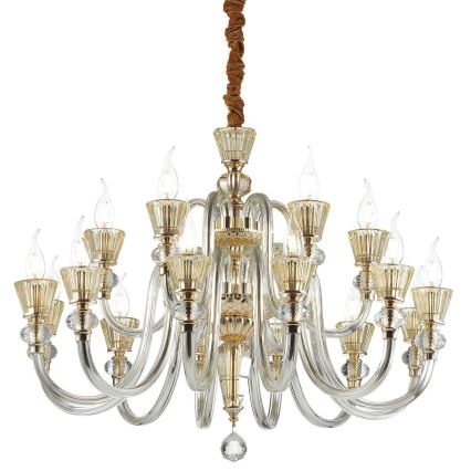 Ideal Lux - Lampadario di cristallo a sospensione con catena STRAUSS 18xE14/40W/230V diametro 85 cm ottone
