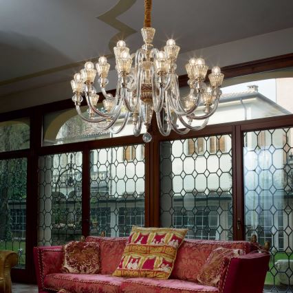 Ideal Lux - Lampadario di cristallo a sospensione con catena STRAUSS 18xE14/40W/230V diametro 85 cm ottone