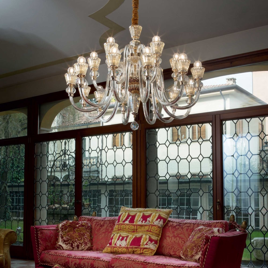 Ideal Lux - Lampadario di cristallo a sospensione con catena STRAUSS 18xE14/40W/230V diametro 85 cm ottone