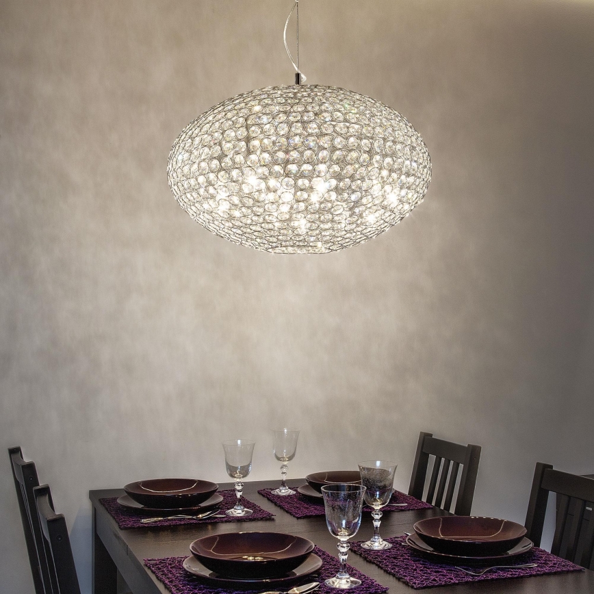 Ideal Lux - Lampadario di cristallo a sospensione ORION 12xE14/40W/230V diametro 60 cm argento