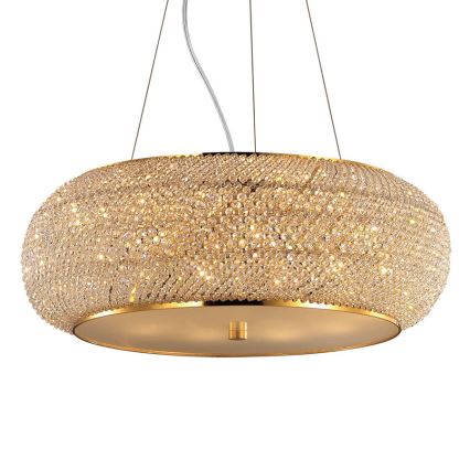 Ideal Lux - Lampadario di cristallo a sospensione PASHA 10xE14/40W/230V diametro 55 cm oro