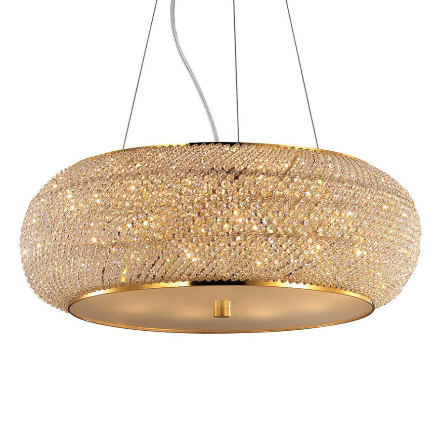 Ideal Lux - Lampadario di cristallo a sospensione PASHA 10xE14/40W/230V diametro 55 cm oro