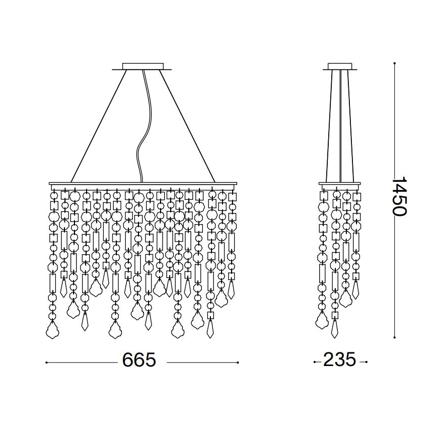 Ideal Lux - Lampadario di cristallo a sospensione RAIN 5xE14/40W/230V limpido