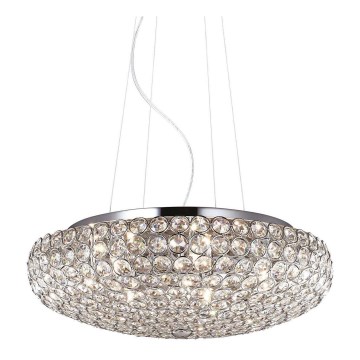 Ideal Lux - Lampadario di cristallo LED a sospensione con catena KING 7xG9/3W/230V diametro 46 cm cromo lucido