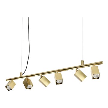 Ideal Lux - Lampadario LED a cavo DYNAMITE 6xGU10/7W/230V CRI 90 ottone
