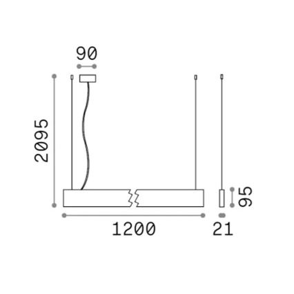Ideal Lux - Lampadario LED a cavo STEEL LED/29W/230V 4000K CRI 90 120 cm nero