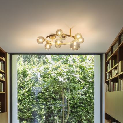 Ideal Lux - Plafoniera LED PERLAGE 10xG9/3W/230V Ø 70 cm oro/beige fumé