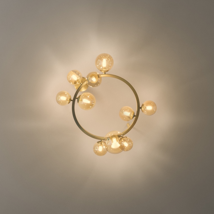 Ideal Lux - Plafoniera LED PERLAGE 10xG9/3W/230V Ø 70 cm oro/beige fumé