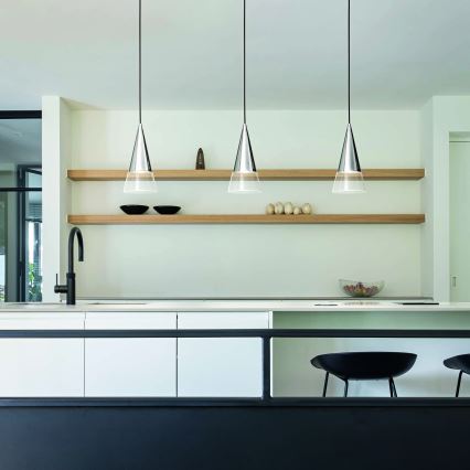 Ideal Lux - Lampadario LED a sospensione con filo CONO 1xGU10/7W/230V diametro 15 cm CRI 90 cromo opaco