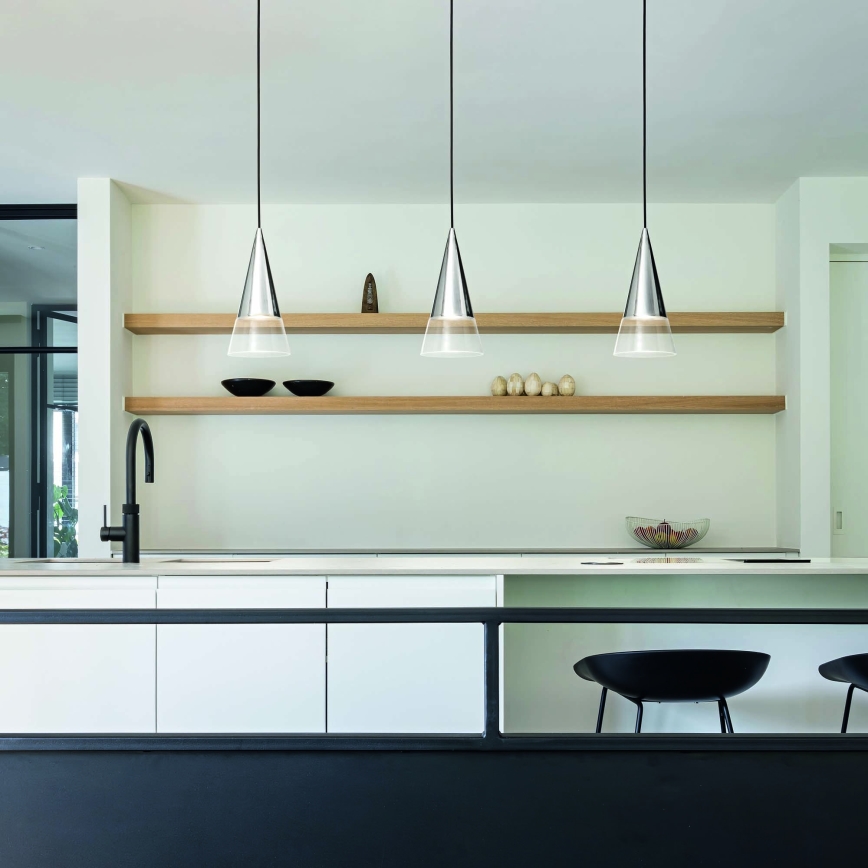 Ideal Lux - Lampadario LED a sospensione con filo CONO 1xGU10/7W/230V diametro 15 cm CRI 90 cromo opaco