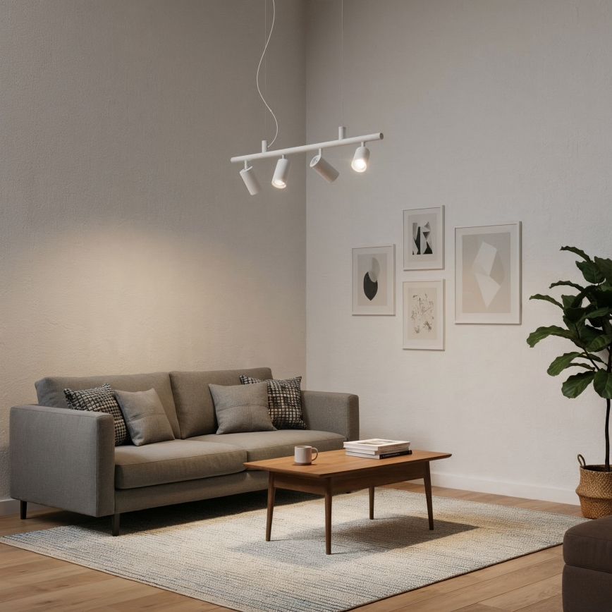 Ideal Lux - Lampadario LED a sospensione con filo DYNAMITE 4xGU10/7W/230V CRI 90 bianco