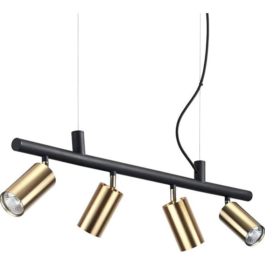 Ideal Lux - Lampadario LED a sospensione con filo DYNAMITE 4xGU10/7W/230V CRI 90 nero/ottone
