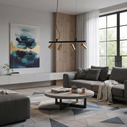 Ideal Lux - Lampadario LED a sospensione con filo DYNAMITE 4xGU10/7W/230V CRI 90 nero/ottone