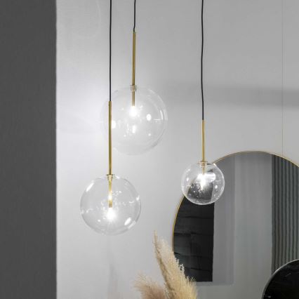 Ideal Lux - Lampadario LED a sospensione con filo EQUINOXE 1xG4/2W/230V diametro 15 cm ottone/limpido
