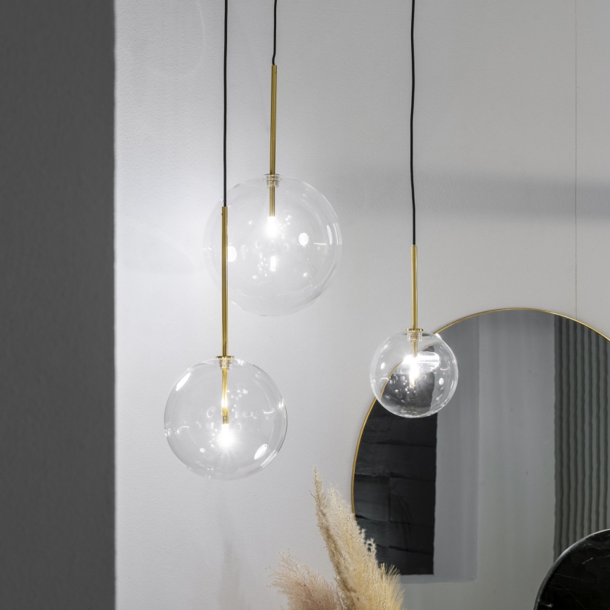 Ideal Lux - Lampadario LED a sospensione con filo EQUINOXE 1xG4/2W/230V diametro 25 cm ottone/limpido
