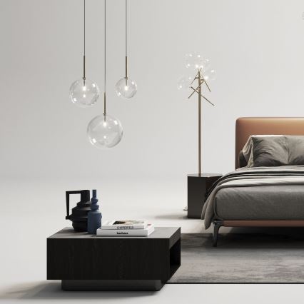 Ideal Lux - Lampadario LED a sospensione con filo EQUINOXE 1xG4/2W/230V diametro 25 cm ottone/limpido