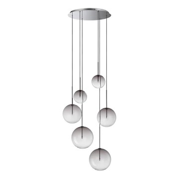 Ideal Lux - Lampadario LED a sospensione con filo EQUINOXE 6xG4/2W/230V diametro 65 cm cromo lucido/fumé