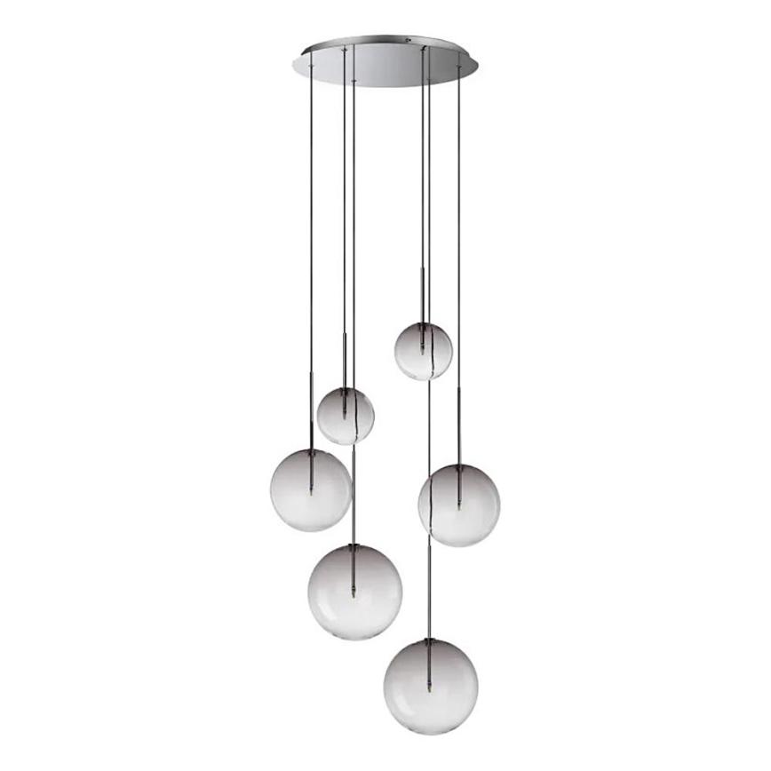 Ideal Lux - Lampadario LED a sospensione con filo EQUINOXE 6xG4/2W/230V diametro 65 cm cromo lucido/fumé