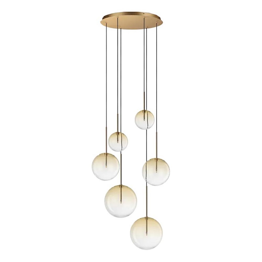 Ideal Lux - Lampadario LED a sospensione con filo EQUINOXE 6xG4/2W/230V diametro 65 cm ottone/fumé