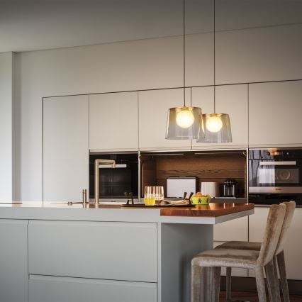 Ideal Lux - Lampadario LED a sospensione con filo FADE 1xG9/3W/230V diametro 27,3 cm oro/fumé
