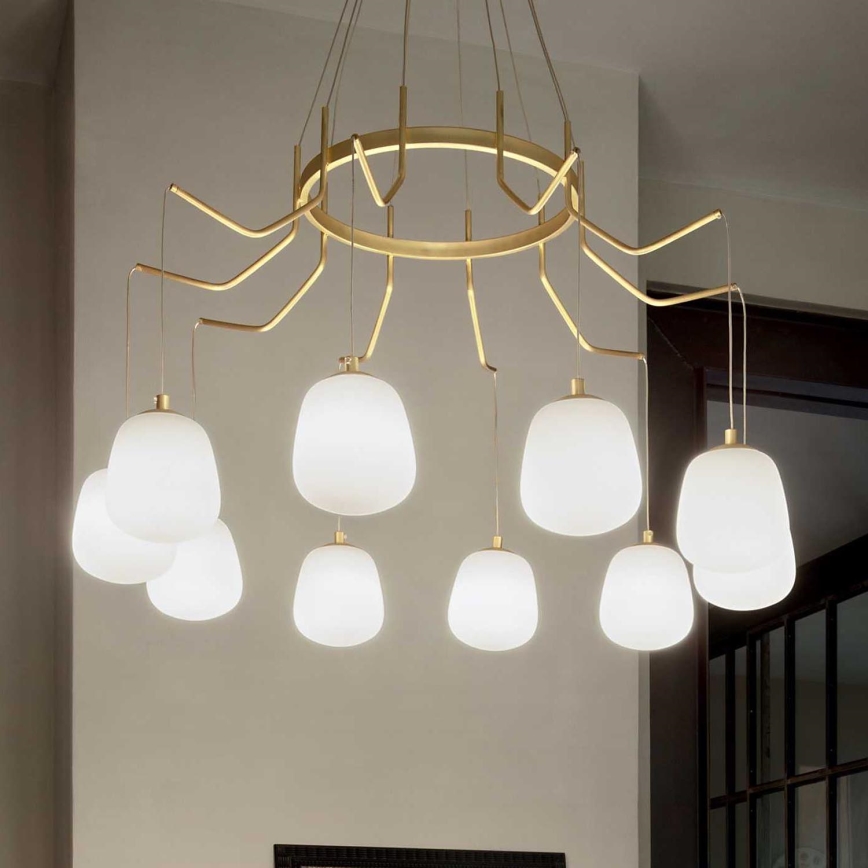 Ideal Lux - Lampadario LED a sospensione con filo KAROUSEL 10xG9/3W/230V diametro 82,5 cm ottone