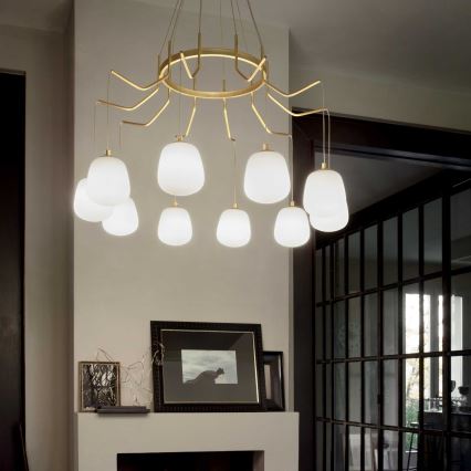 Ideal Lux - Lampadario LED a sospensione con filo KAROUSEL 10xG9/3W/230V diametro 82,5 cm ottone
