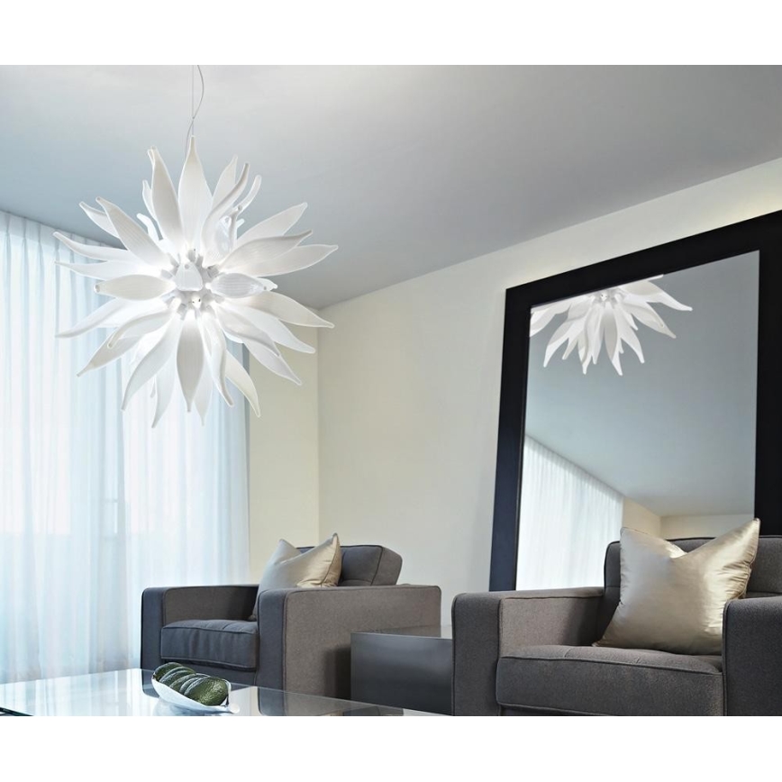 Ideal Lux - Lampadario LED a sospensione con filo LEAVES 12xG9/3W/230V diametro 80 cm bianco