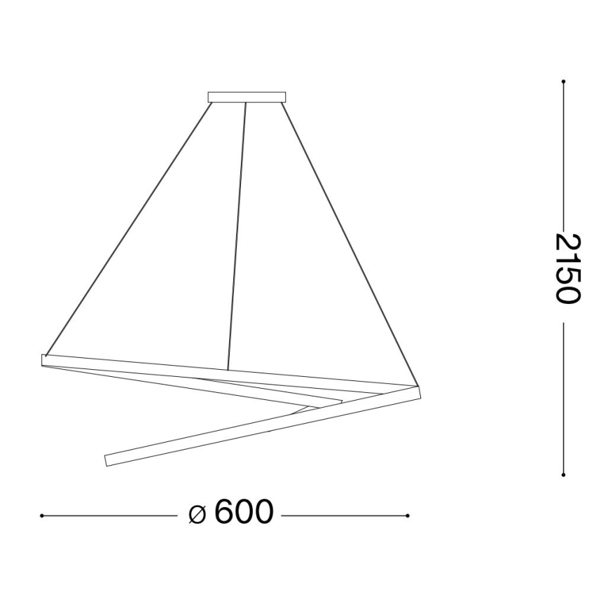 Ideal Lux - Lampadario LED a sospensione con filo OZ LED/47W/230V diametro 60 cm CRI 90 nero