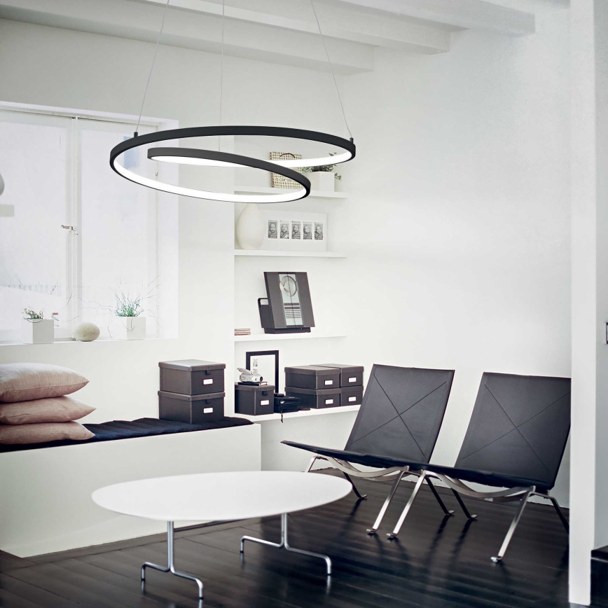 Ideal Lux - Lampadario LED a sospensione con filo OZ LED/52W/230V diametro 80 cm CRI 90 nero